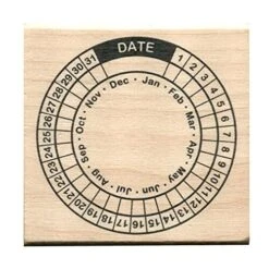 Circular Date Calendar Rubber Stamp