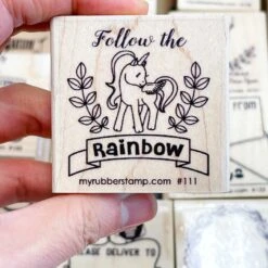 Follow The Rainbow Unicorn Rubber Stamp