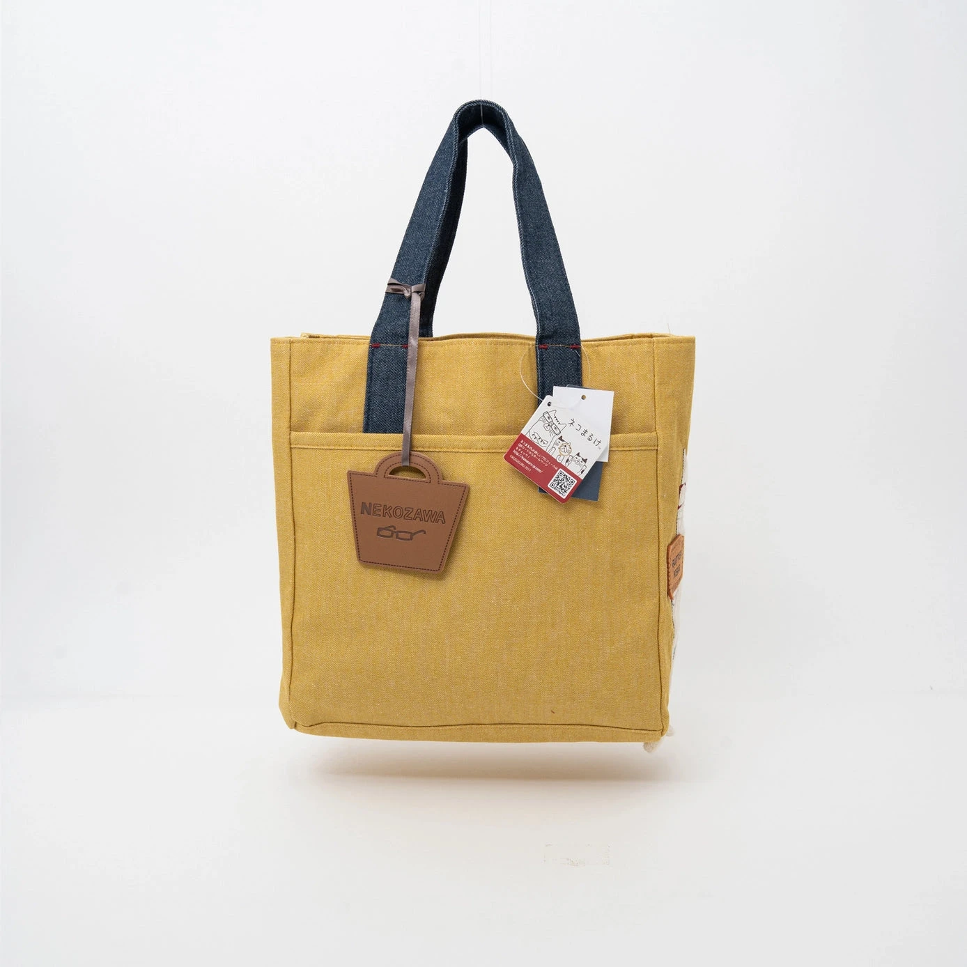 Kusuguru Japan Embroidered Cat Fabric Small Tote Bag - Yellow Kusuguru Japan Embroidered Cat Fabric Small Tote Bag - Yellow -Little Craft Place 162fdd3d9418d9323ad1f831718b339dcf5702bbe90de902037eb5fcafb4f3a2