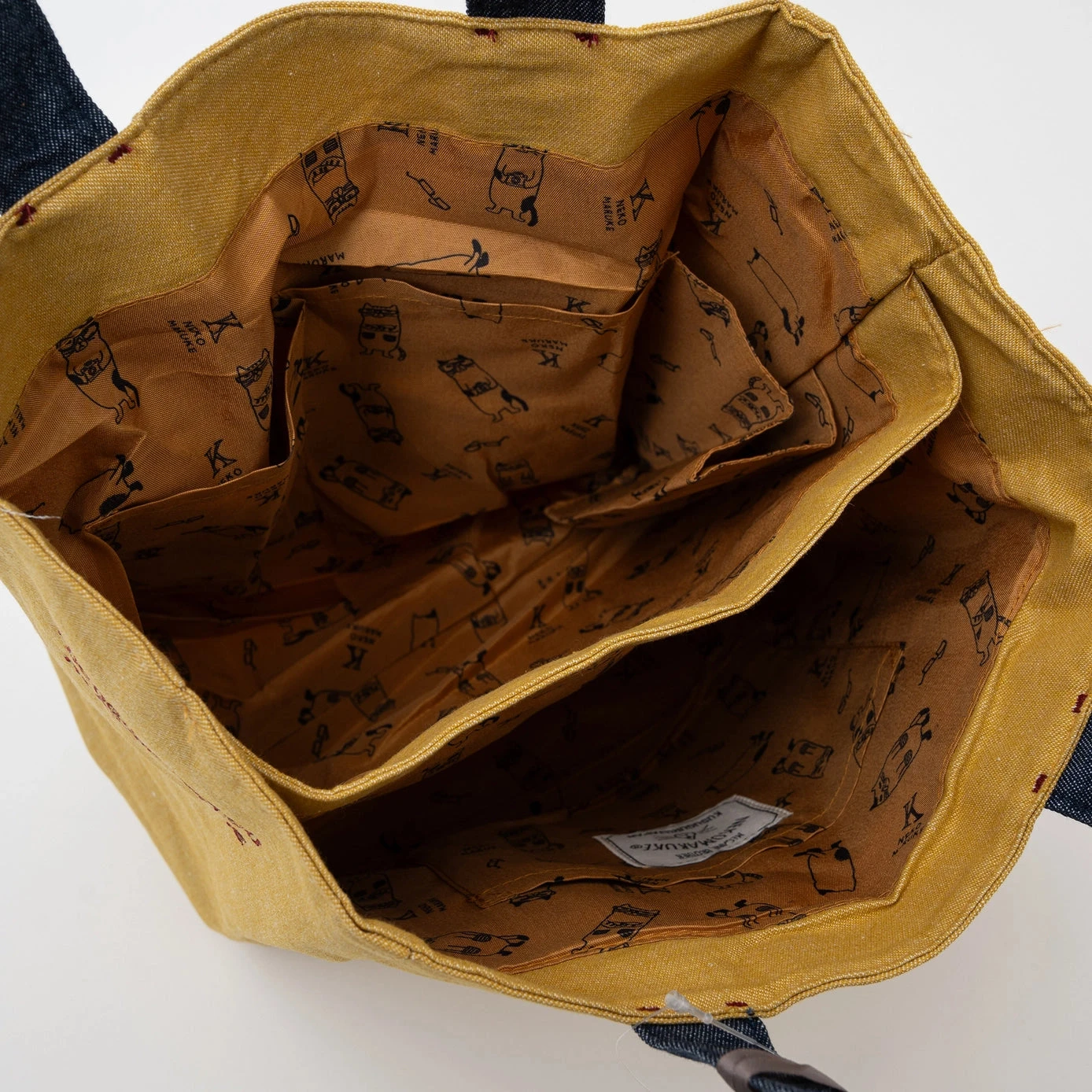 Kusuguru Japan Embroidered Cat Fabric Small Tote Bag - Yellow Kusuguru Japan Embroidered Cat Fabric Small Tote Bag - Yellow -Little Craft Place 41897152693902431a0d7baeafcbfbe990568661394fa5ca90b2d65a7876dbbc