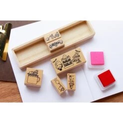 SANBY X HANKO Retro Tokoro Stamp Set Of 6 -Little Craft Place 4962422014378 3