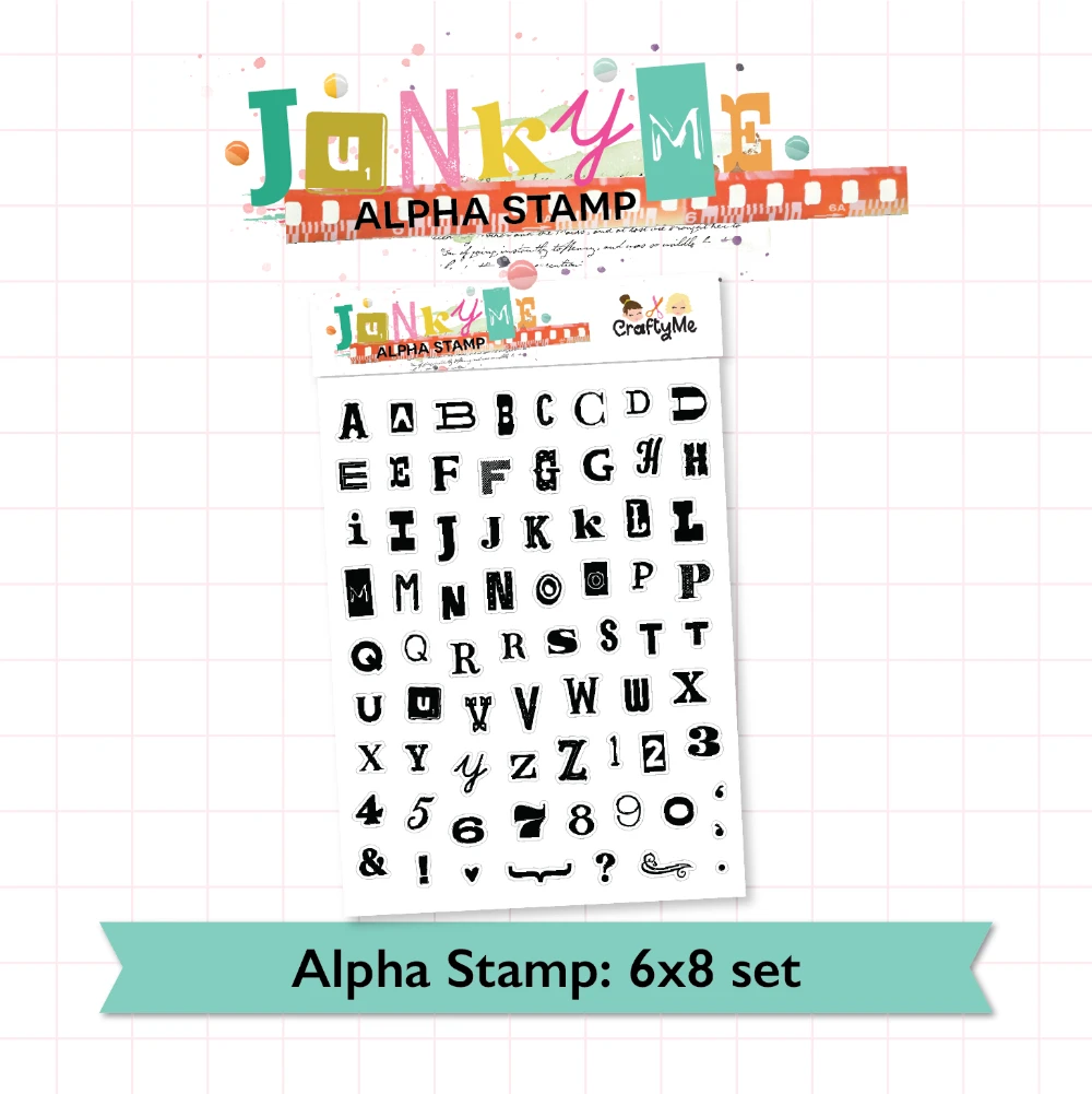 Junky Me Alphabet 6X8 Clear Stamp Set Junky Me Alphabet 6X8 Clear Stamp Set -Little Craft Place 6x8StampSet JunkyMe