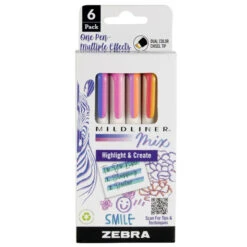 Zebra Mildliner Mix - Set Of 6 Assorted Mixed Colors