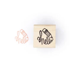Hello Pencil Rubber Stamp