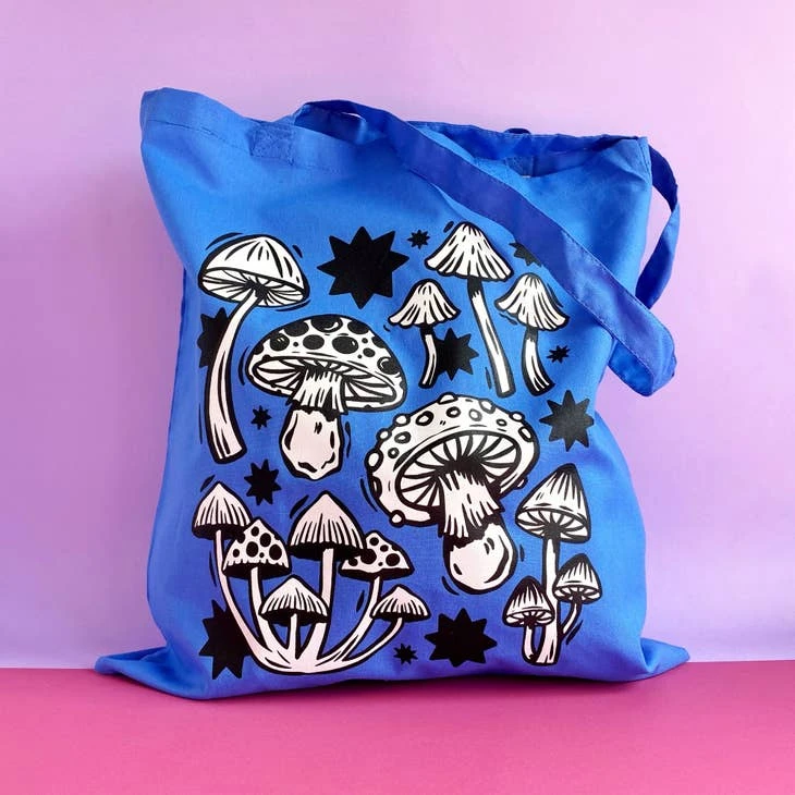 Blue Mushroom Tote Bag Blue Mushroom Tote Bag -Little Craft Place BlueMushroomToteBag