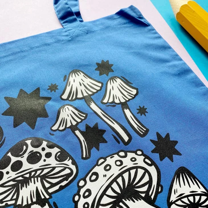 Blue Mushroom Tote Bag Blue Mushroom Tote Bag -Little Craft Place BlueMushroomToteBag2