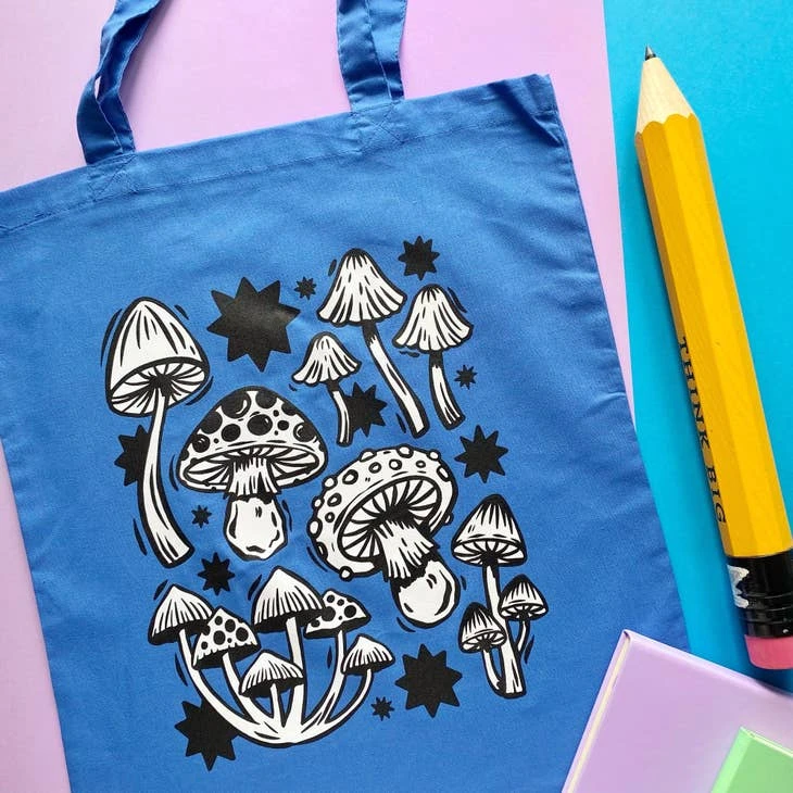 Blue Mushroom Tote Bag Blue Mushroom Tote Bag -Little Craft Place BlueMushroomToteBag3