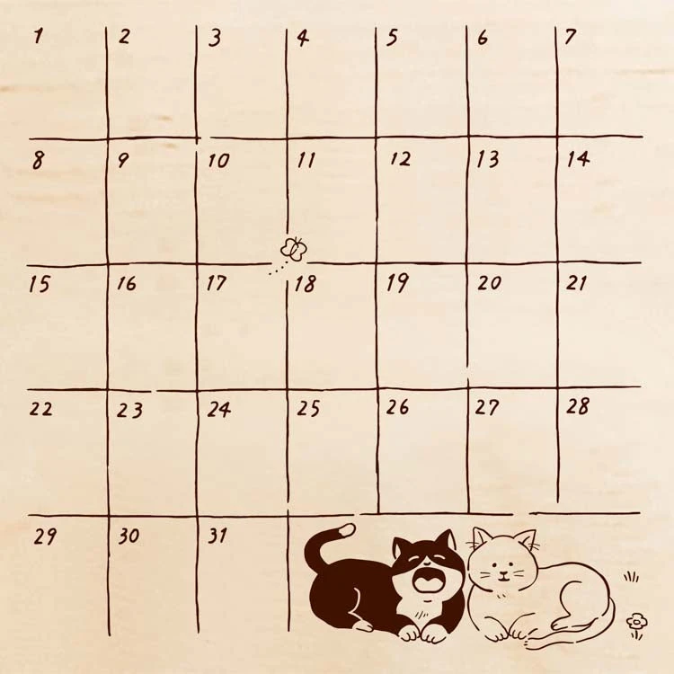 Cat Monthly Calendar Beverly Irodori Stamp Cat Monthly Calendar Beverly Irodori Stamp -Little Craft Place CatMonthlyCalendarBeverlyIrodoriStamp