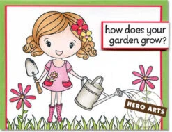 Girl Holding Flowers Stamp -Little Craft Place H5330D