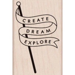 Create Dream Explore Banner Hero Arts Mounted Rubber Stamp