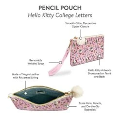 Hello Kitty College Letters Pencil Pouch 5 Hello Kitty College Letters Pencil Pouch -Little Craft Place HelloKittyCollegeLettersPencilPouch5