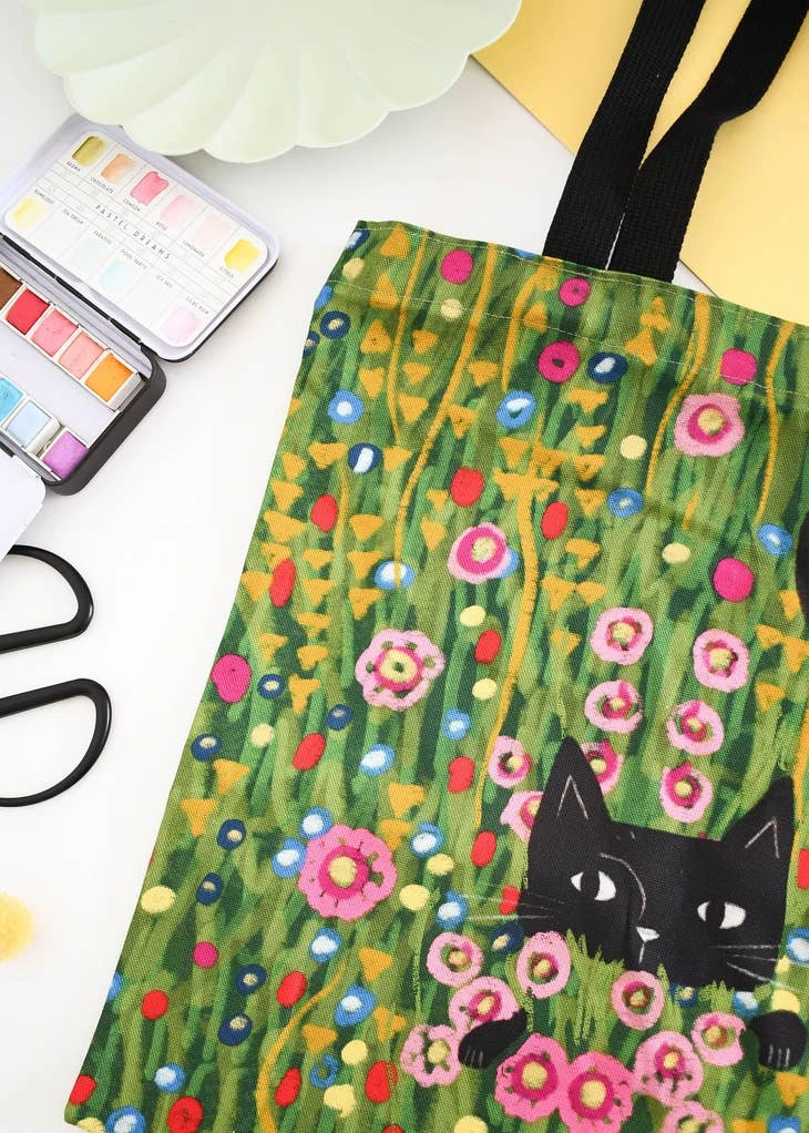 Hiding in A Klimt Garden Cat Artist Tote Bag Hiding In A Klimt Garden Cat Artist Tote Bag -Little Craft Place HidinginAKlimtGardenCatArtistToteBag2