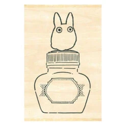 Little Totoro And Ink Bottle Rubber Stamp