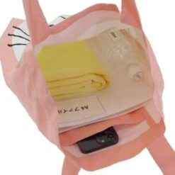Pink Cat Tote Bag 4 Pink Cat Tote Bag -Little Craft Place PinkCatToteBag3
