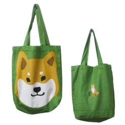 Shiba Inu Green Tote Bag -Little Craft Place ShibaInuGreenToteBag