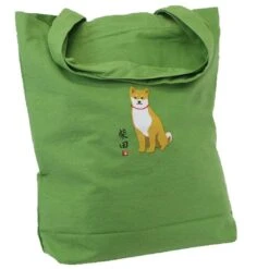 Shiba Inu Green Tote Bag -Little Craft Place ShibaInuGreenToteBag4
