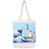 Great Wave Shiba Tote Bag 1 Great Wave Shiba Tote Bag -Little Craft Place ShibaJapaneseWaveToteBag