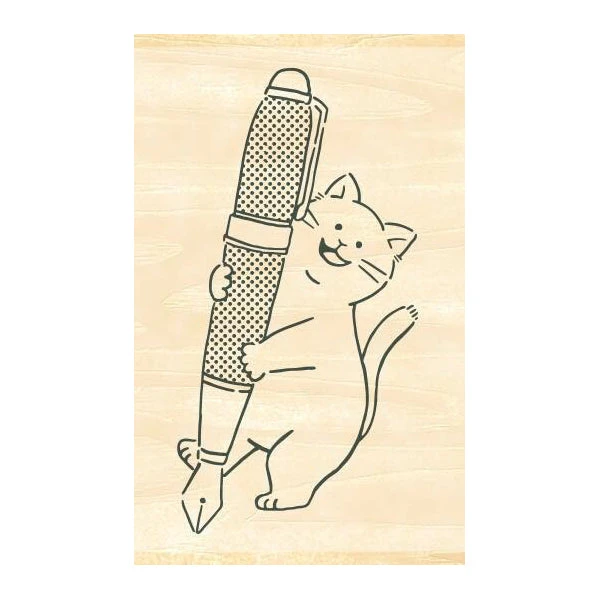 Beverly Ink Companion Stamp - Cat and Fountain Pen Beverly Ink Companion Stamp - Cat And Fountain Pen -Little Craft Place TSW121CatwithFountainPenRubberStamp