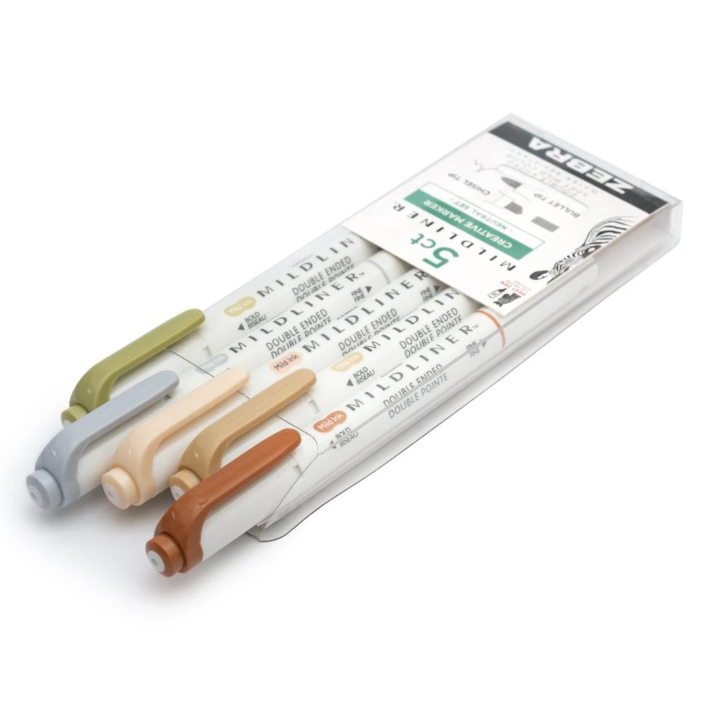 Zebra Mildliner Double Ended Marker Bold & Fine Point 5/Pkg - Neutral Zebra Mildliner Double Ended Marker Bold & Fine Point 5/Pkg - Neutral -Little Craft Place ZebraMildlinerDoubleEndedMarkerBold FinePointNeutral3