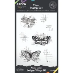 Arden Creative Studio Maker Series Ledger Wings 01 4 In X 6 In Clear Stamp Set
